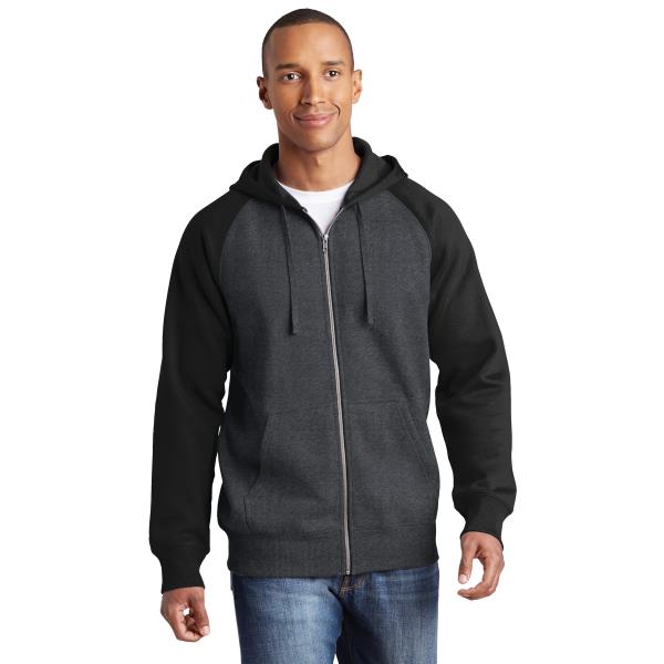 Raglan Colorblock Full-Zip Hooded Fleece Jacket