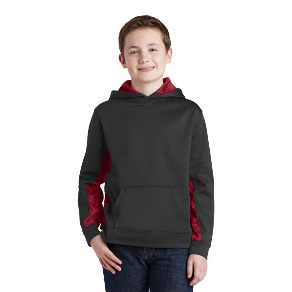 Youth Sport-Wick CamoHex Fleece Colorblock Hooded Pullover