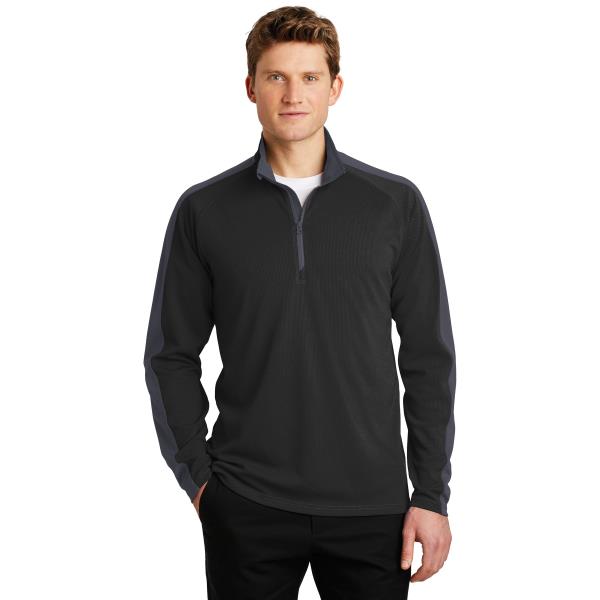 Sport-Wick Textured Colorblock 1/4-Zip Pullover