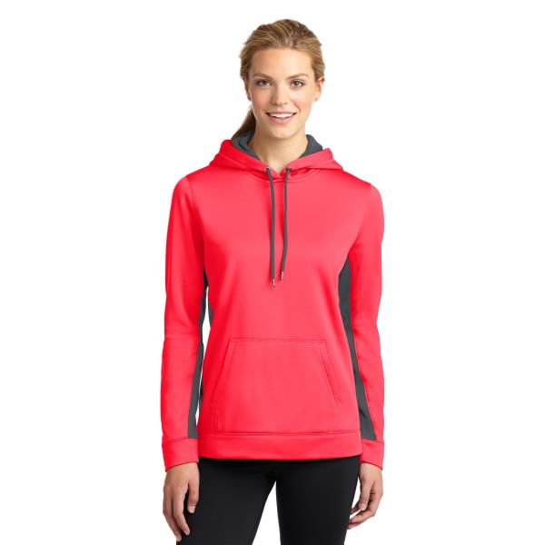 Ladies Sport-Wick Fleece Colorblock Hooded Pullover