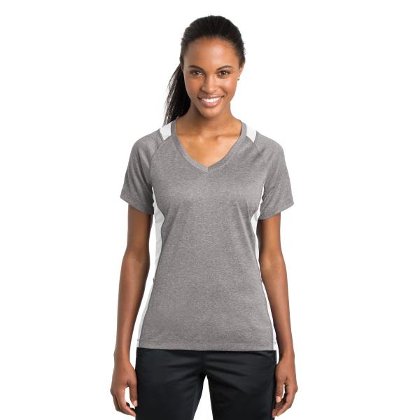 Ladies Heather Colorblock Contender V-Neck Tee