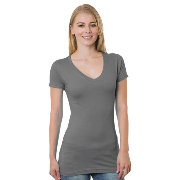 Juniors' USA-Made V-Neck Tee