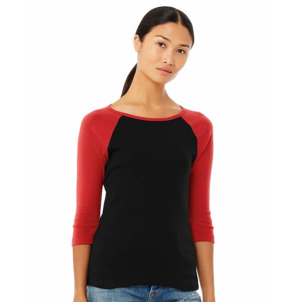 Women’s 1X1 Baby Rib Raglan Three-Quarter Sleeve Tee