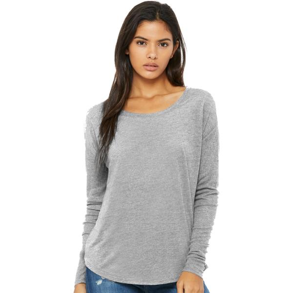 Womenâ€™s Flowy 2x1 Ribbed Long Sleeve Tee