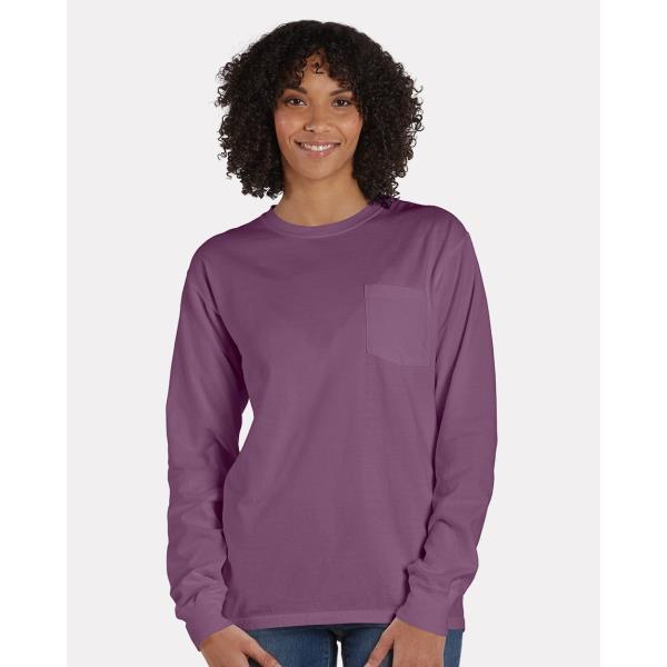 Garment-Dyed Long Sleeve T-Shirt With a Pocket