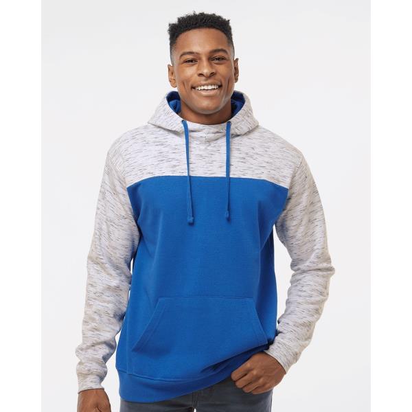 MÃ©lange Fleece Colorblocked Hooded Sweatshirt