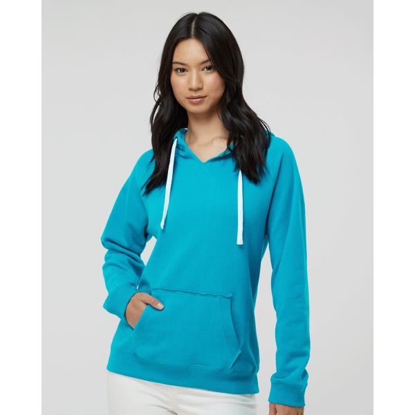 Women's Sueded V-Neck Hooded Sweatshirt