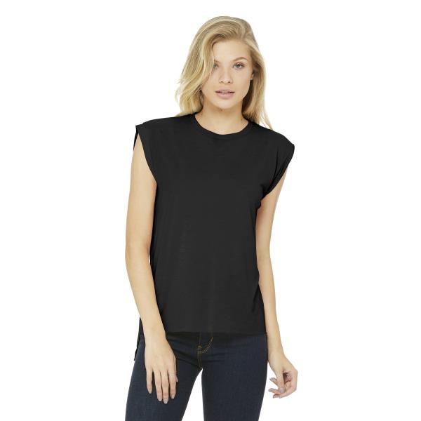 BELLA+CANVAS  Women's Flowy Muscle Tee With Rolled Cuffs