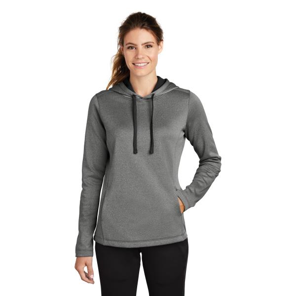 Ladies PosiCharge  Sport-Wick  Heather Fleece Hooded Pullover