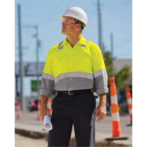 Enhanced & Hi-Visibility Long Sleeve Work Shirt - Long Sizes