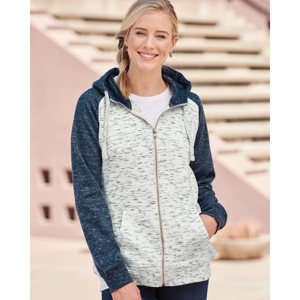 Womenâ€™s MÃ©lange Fleece Colorblocked Full-Zip Sweatshirt