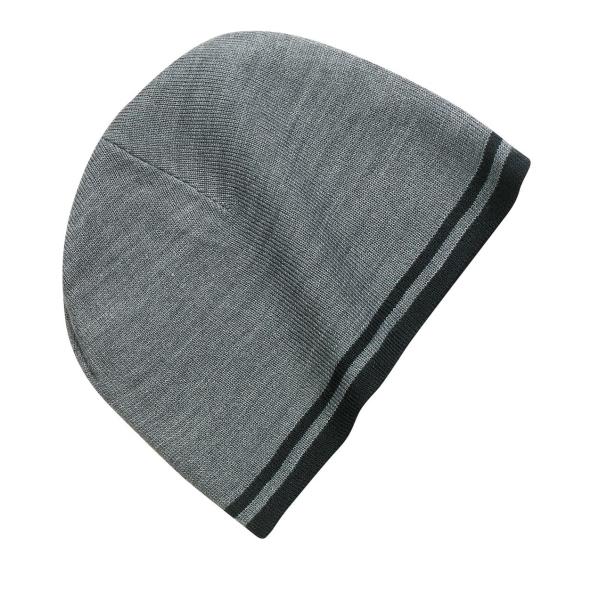 Fine Knit Skull Cap with Stripes
