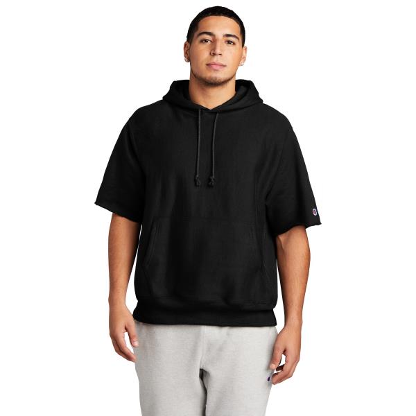 Reverse Weave   Short Sleeve Hooded Sweatshirt