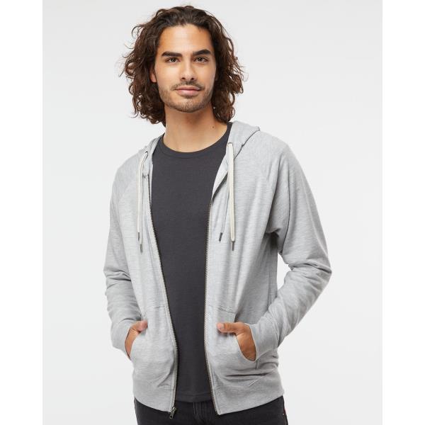 Icon Unisex Lightweight Loopback Terry Full-Zip Hooded Sweatshirt