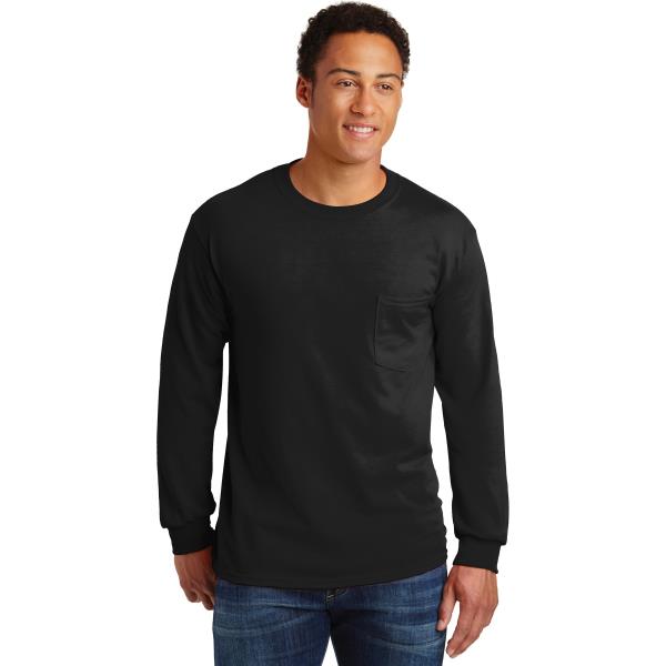 Ultra Cotton 100% Cotton Long Sleeve T-Shirt with Pocket