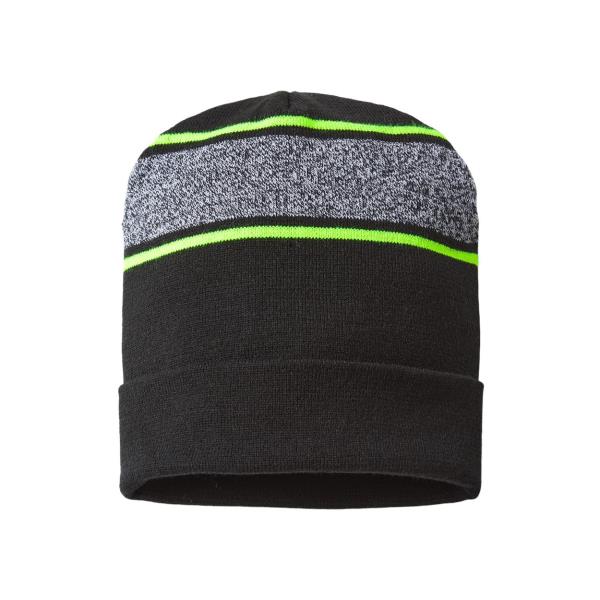 USA-Made Variegated Striped Cuffed Beanie