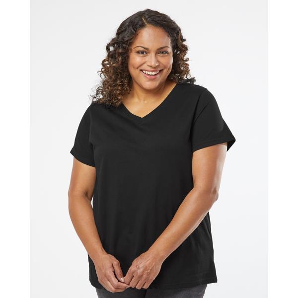 Curvy Collection Women's Fine Jersey V-Neck Tee