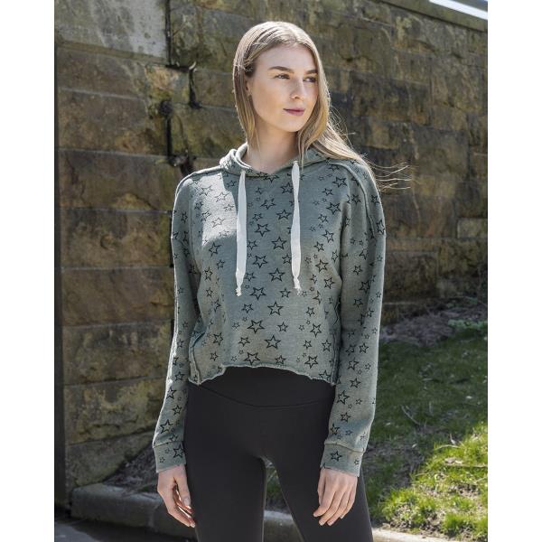 Women's Fleece Starry Crop Hooded Sweatshirt