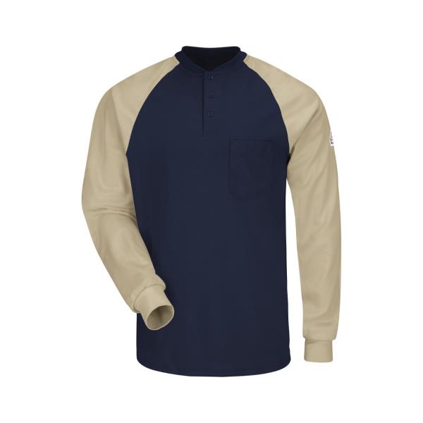 Long Sleeve Color-Block Tagless Henley Shirt