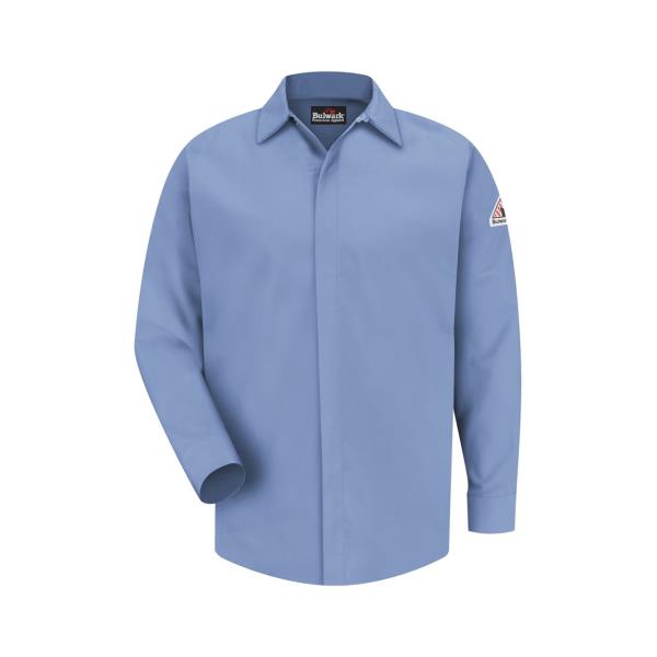 Concealed-Gripper Pocketless Work Shirt Long Sizes