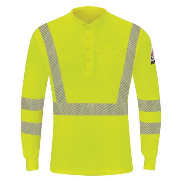 Hi-Visibility Lightweight Long Sleeve Henley - Long Sizes