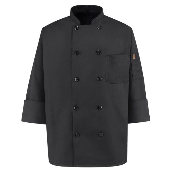 Ten Pearl Button Black Chef Coat