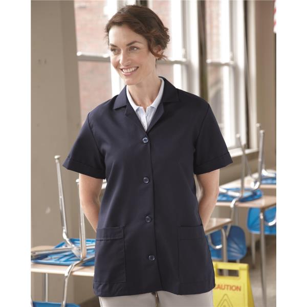 Women's Loose Fit Short Sleeve Button Smock