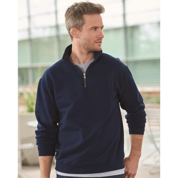 Super Sweats NuBlendÂ® Quarter-Zip Cadet Collar Sweatshirt